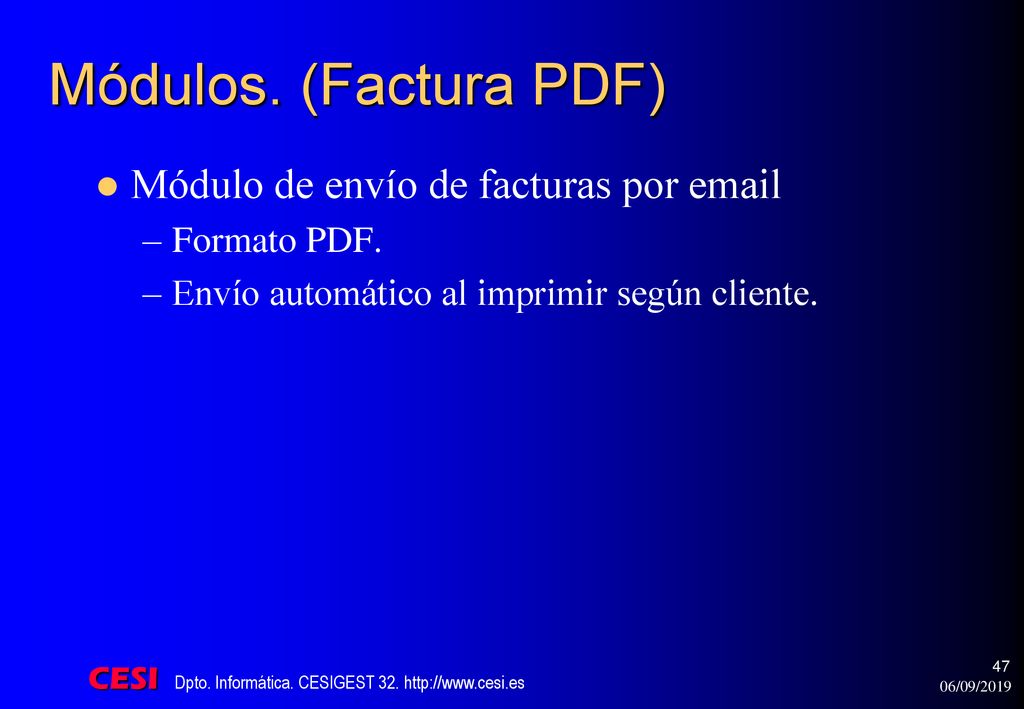 Módulos. (Factura PDF) Módulo de envío de facturas por