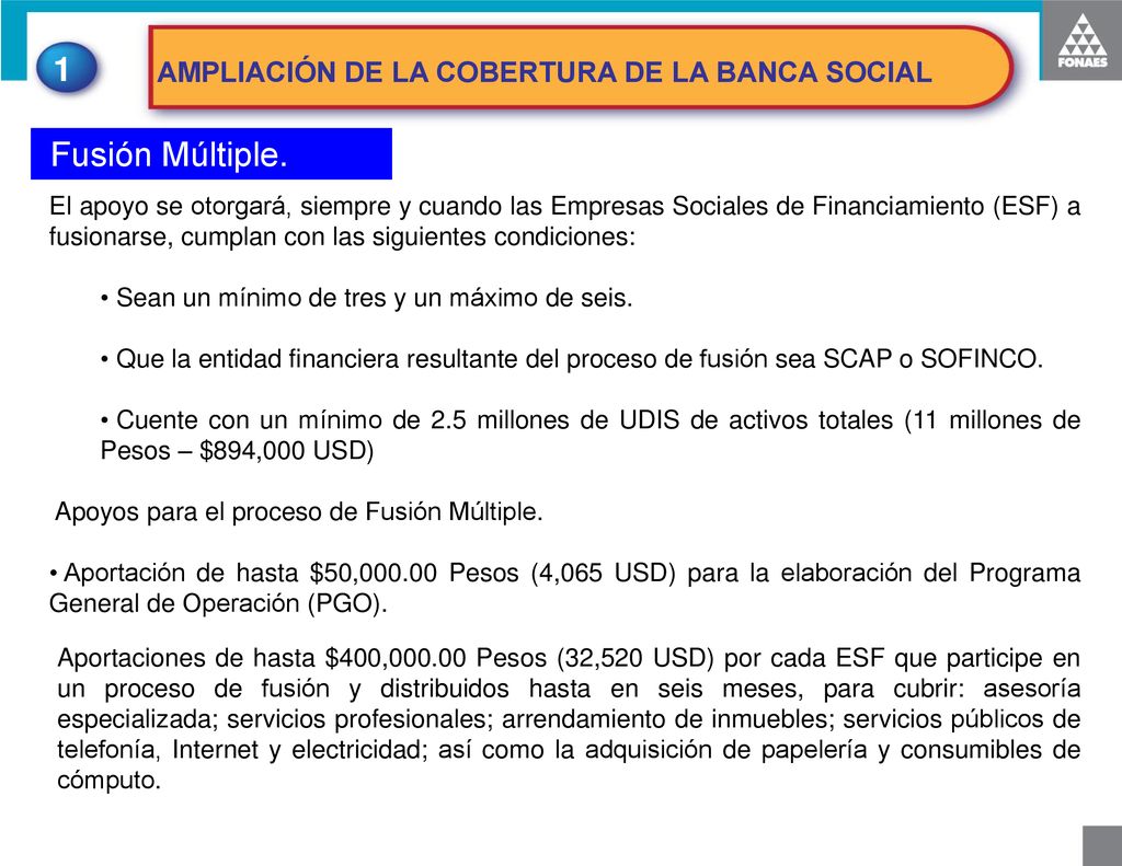 1 Fusión Múltiple. AMPLIACIÓN DE LA COBERTURA DE LA BANCA SOCIAL