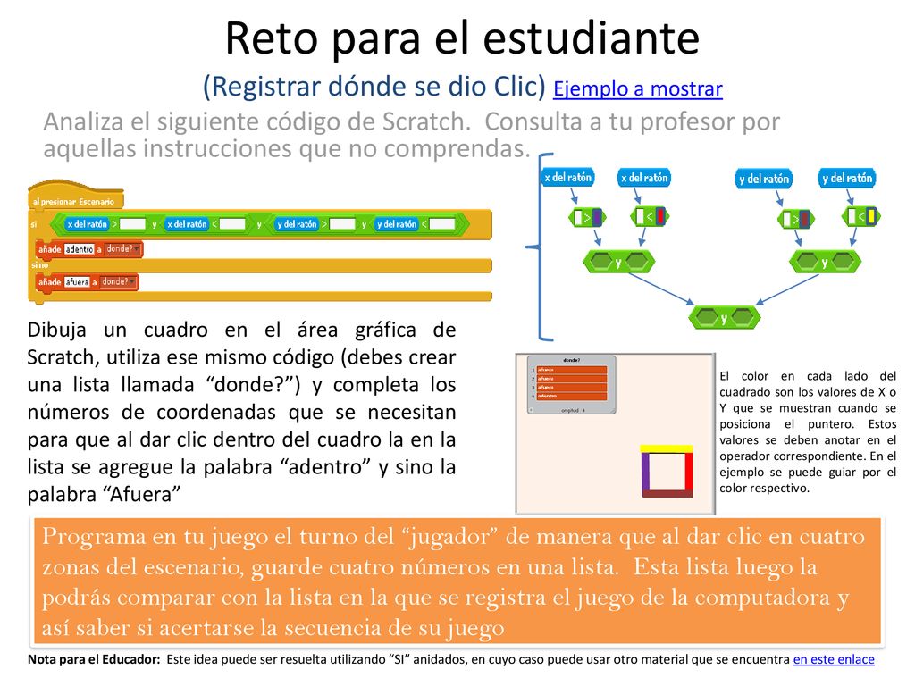 Reto para el estudiante (Registrar dónde se dio Clic) Ejemplo a mostrar