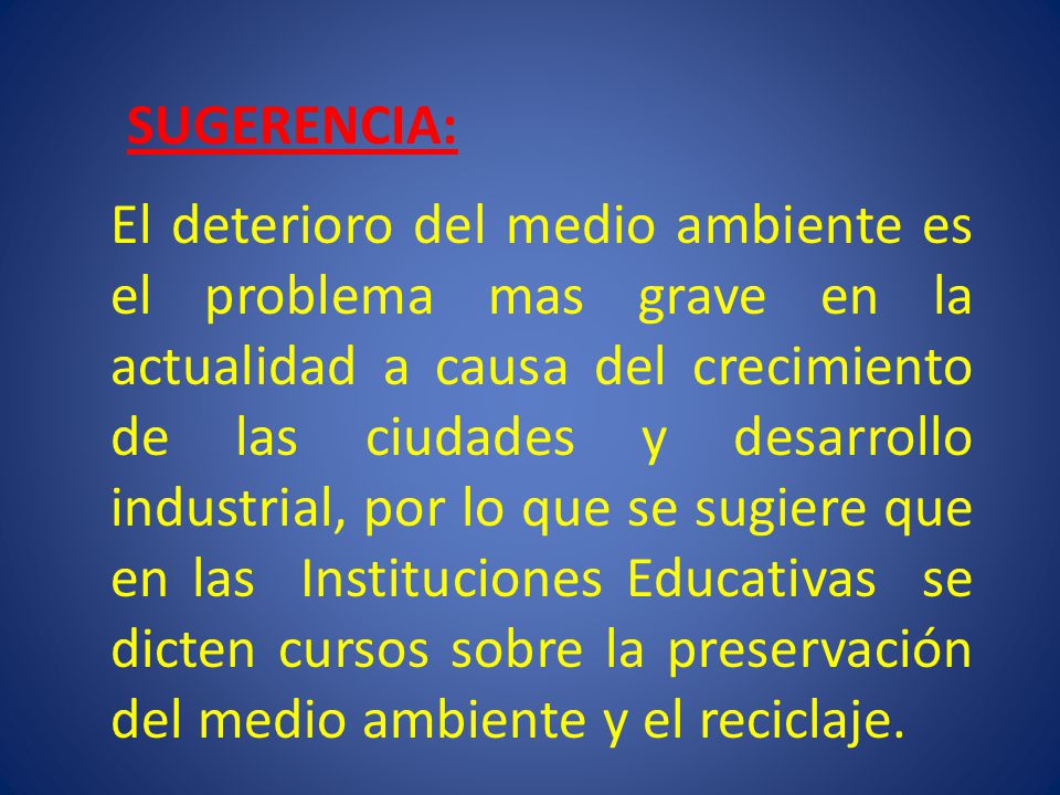 SUGERENCIA:
