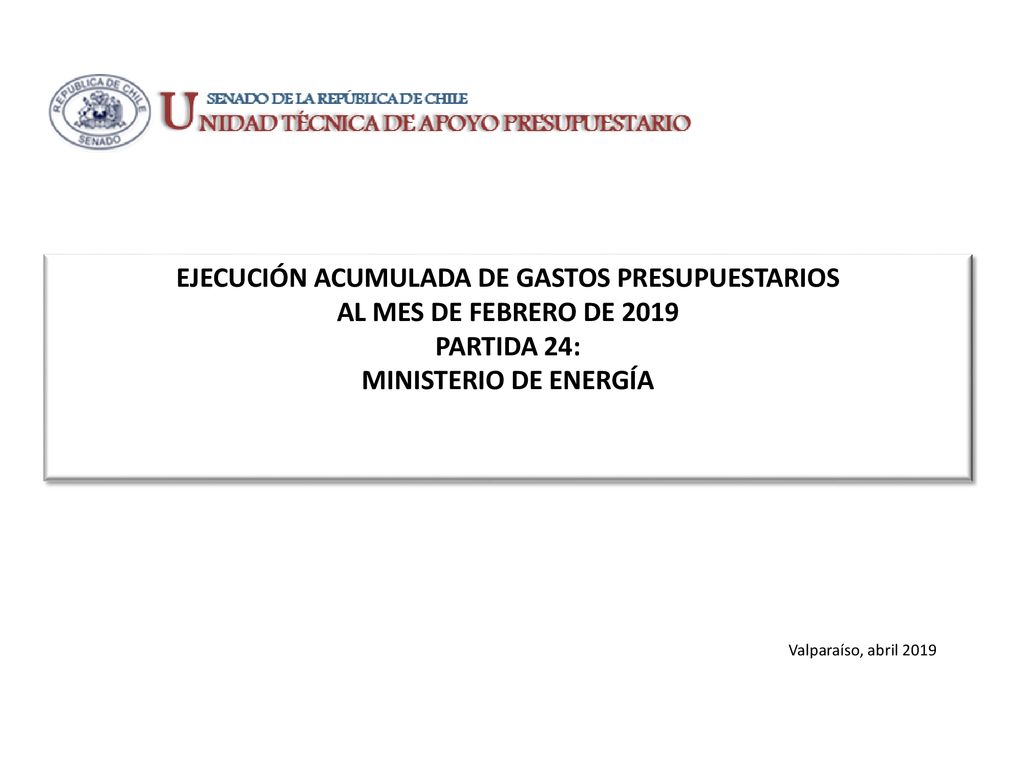 EJECUCIÓN ACUMULADA DE GASTOS PRESUPUESTARIOS AL MES DE FEBRERO DE 2019 PARTIDA 24: MINISTERIO DE ENERGÍA