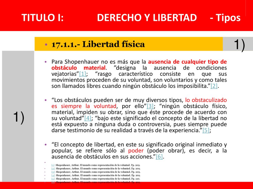 1) 1) TITULO I: DERECHO Y LIBERTAD - Tipos Libertad física