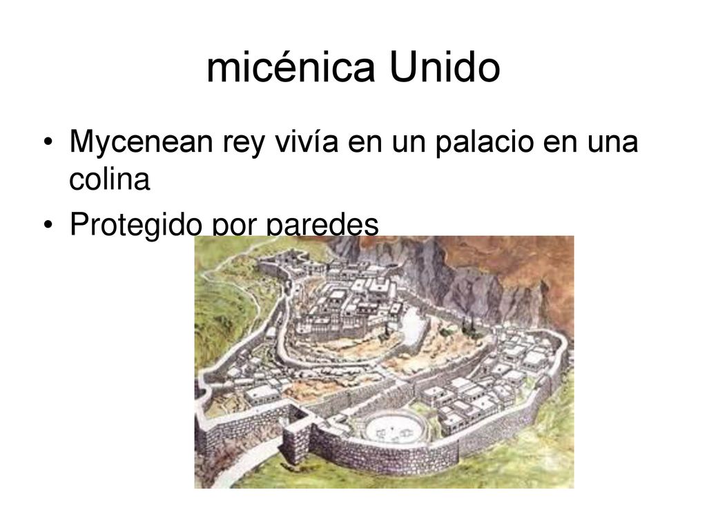 micénica Unido Mycenean rey vivía en un palacio en una colina