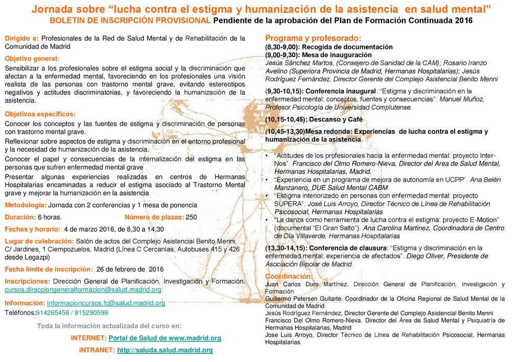 Jornada sobre lucha contra el estigma y humanización de la asistencia en salud mental