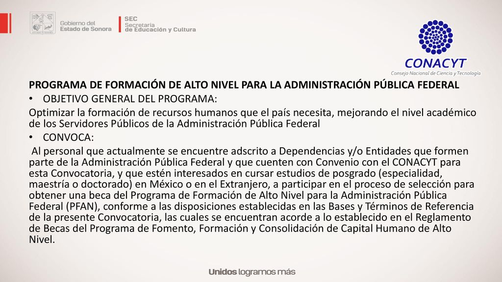 PROGRAMA DE FORMACIÓN DE ALTO NIVEL PARA LA ADMINISTRACIÓN PÚBLICA FEDERAL