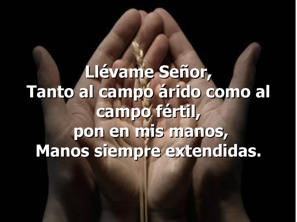 Tanto al campo árido como al campo fértil, Manos siempre extendidas.