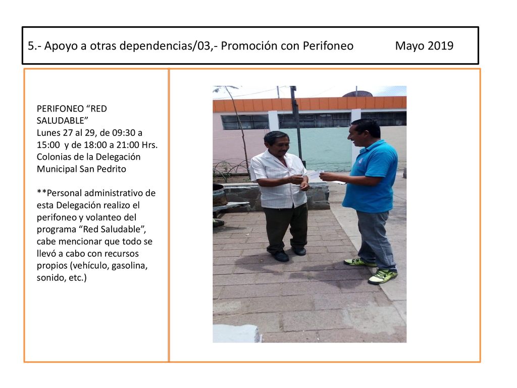5.- Apoyo a otras dependencias/03,- Promoción con Perifoneo Mayo 2019
