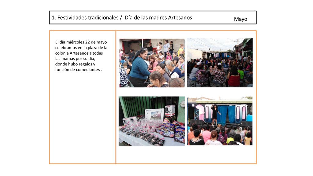 1. Festividades tradicionales / Día de las madres Artesanos Mayo