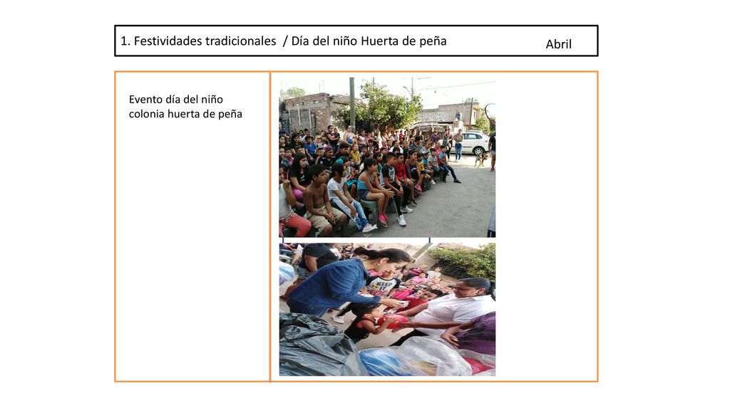 1. Festividades tradicionales / Día del niño Huerta de peña Abril