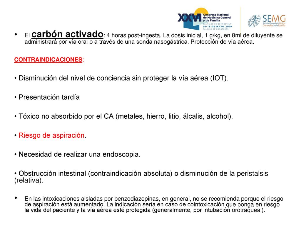 • Disminución del nivel de conciencia sin proteger la vía aérea (IOT).