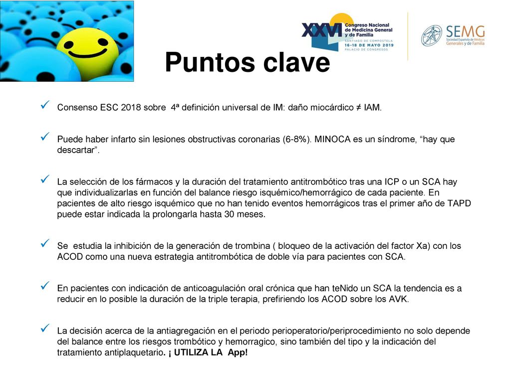 Puntos clave Consenso ESC 2018 sobre 4ª definición universal de IM: daño miocárdico ≠ IAM.