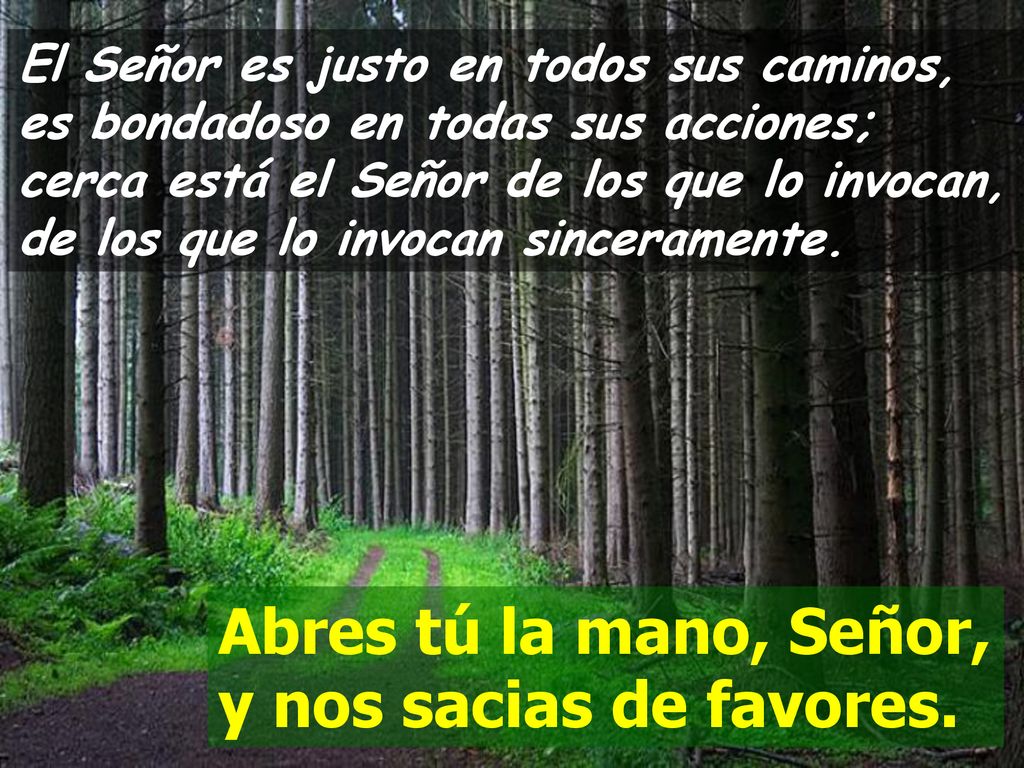 Abres tú la mano, Señor, y nos sacias de favores.