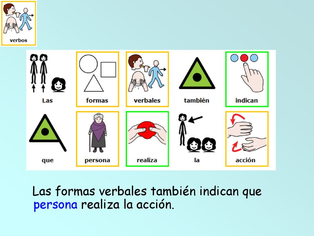 Las formas verbales también indican que persona realiza la acción.