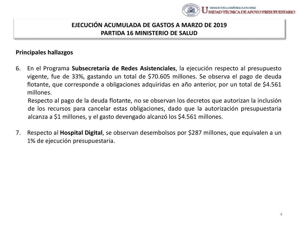 EJECUCIÓN ACUMULADA DE GASTOS A MARZO DE 2019 PARTIDA 16 MINISTERIO DE SALUD
