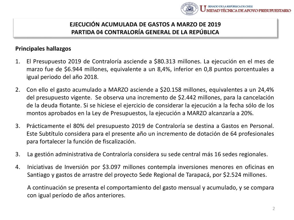 EJECUCIÓN ACUMULADA DE GASTOS A MARZO DE 2019 PARTIDA 04 CONTRALORÍA GENERAL DE LA REPÚBLICA