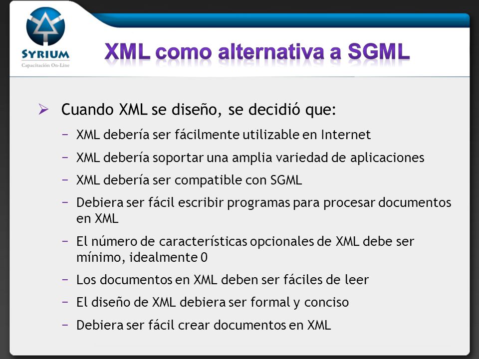 XML como alternativa a SGML