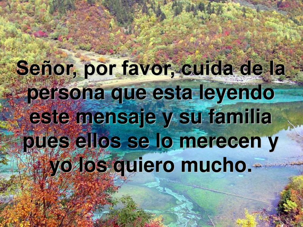 Señor, por favor, cuida de la persona que esta leyendo este mensaje y su familia pues ellos se lo merecen y yo los quiero mucho.