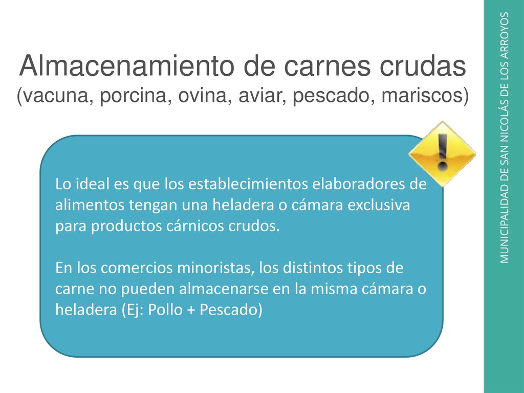 Almacenamiento de carnes crudas (vacuna, porcina, ovina, aviar, pescado, mariscos)