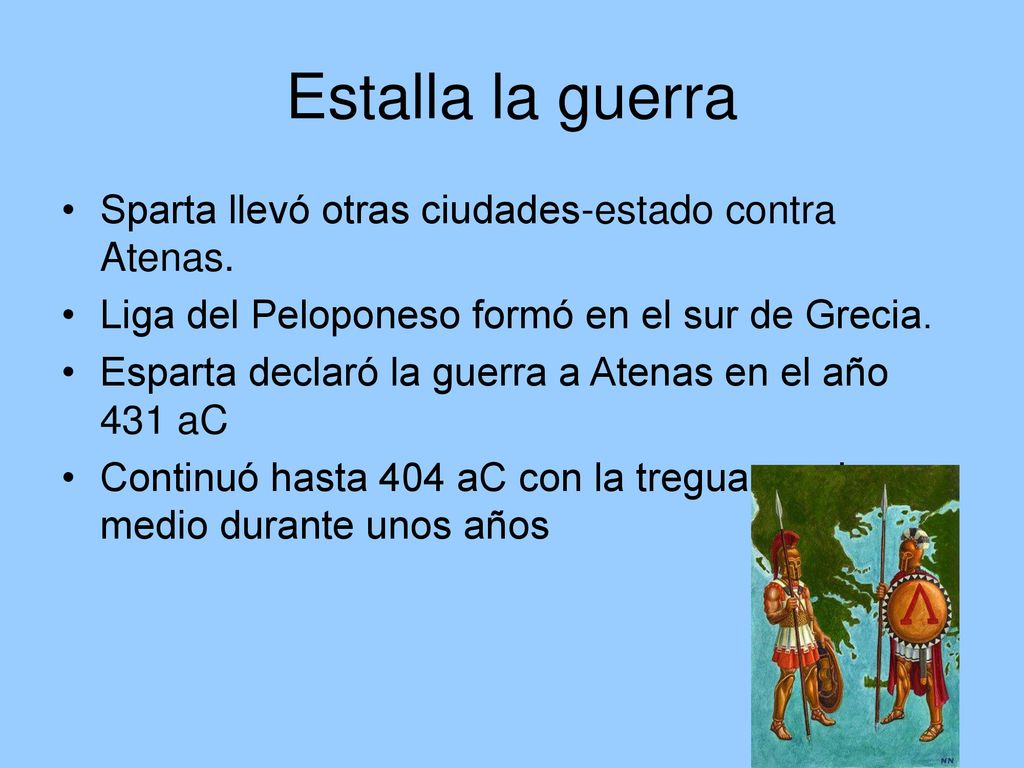 Estalla la guerra Sparta llevó otras ciudades-estado contra Atenas.