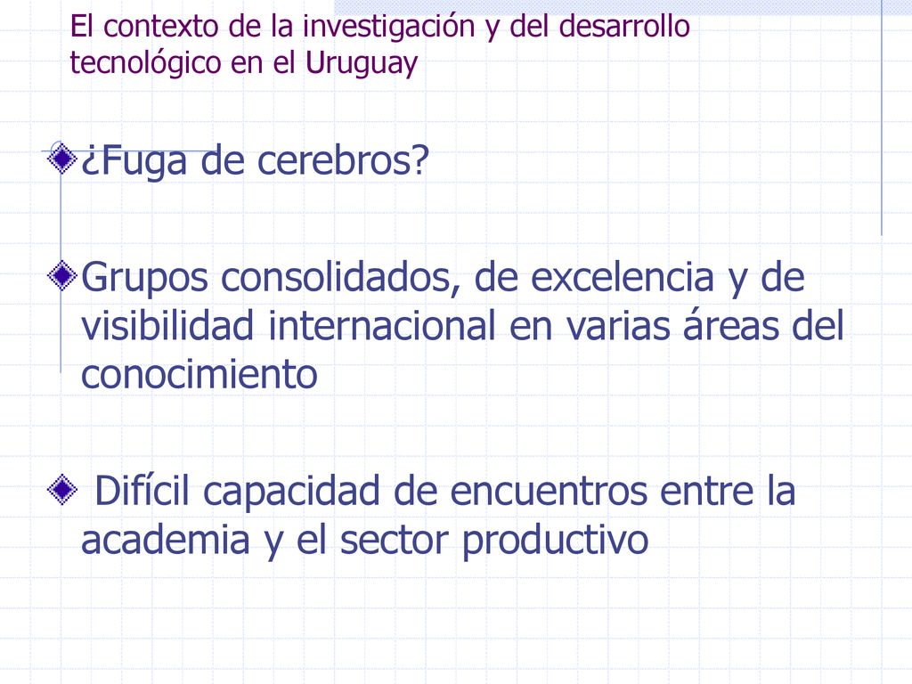 El contexto de la investigación y del desarrollo tecnológico en el Uruguay