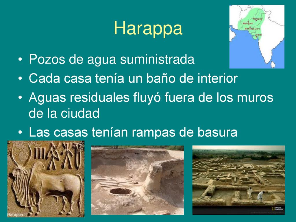 Harappa Pozos de agua suministrada Cada casa tenía un baño de interior