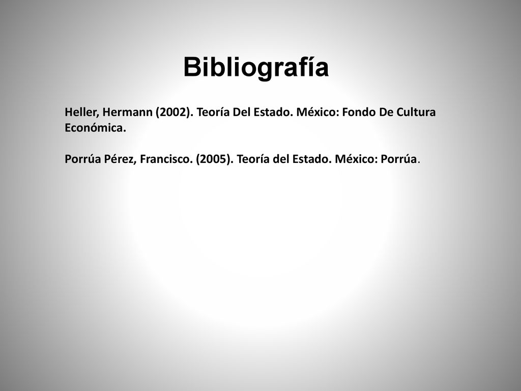 Bibliografía Heller, Hermann (2002). Teoría Del Estado. México: Fondo De Cultura Económica.