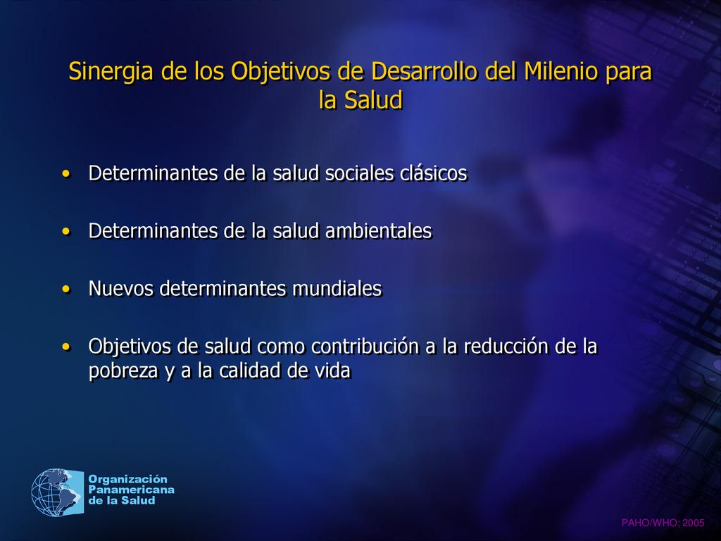 Sinergia de los Objetivos de Desarrollo del Milenio para la Salud