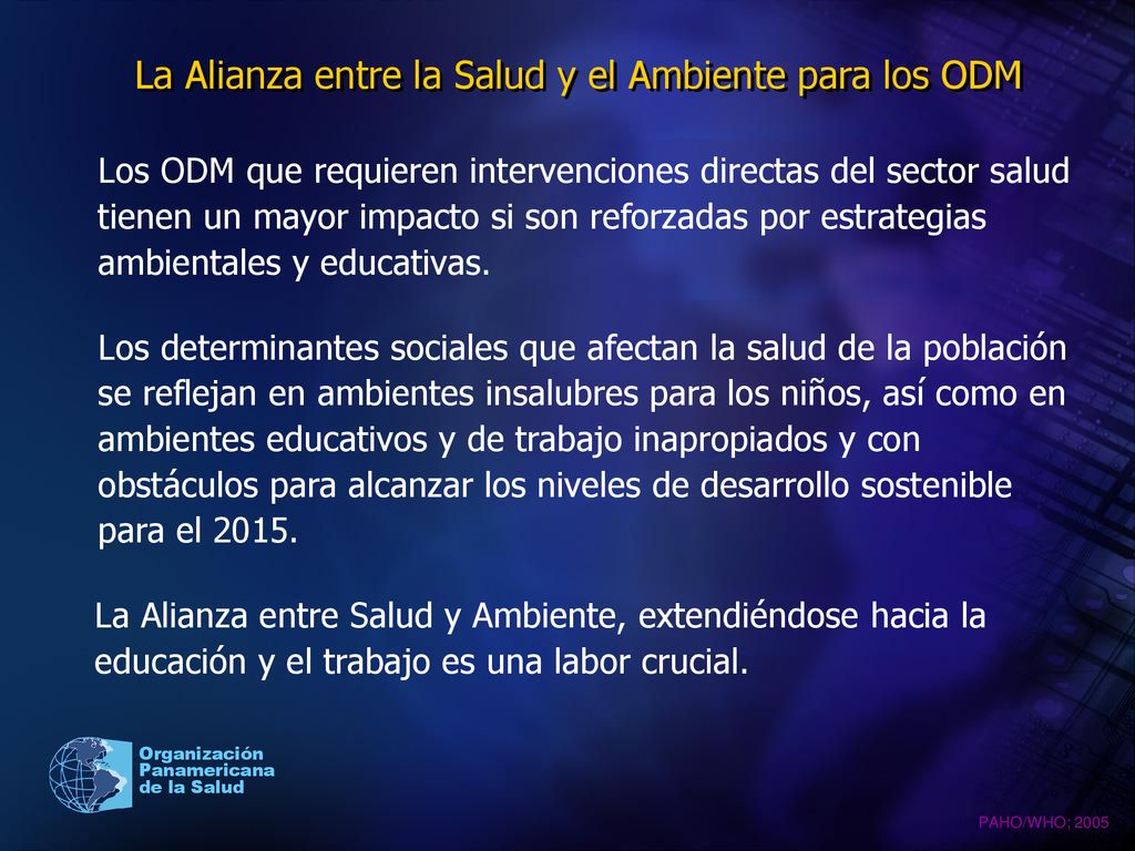 La Alianza entre la Salud y el Ambiente para los ODM