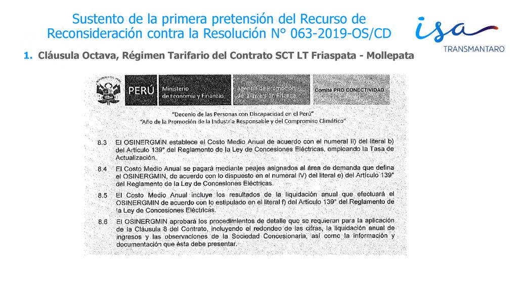 Sustento de la primera pretensión del Recurso de Reconsideración contra la Resolución N° OS/CD