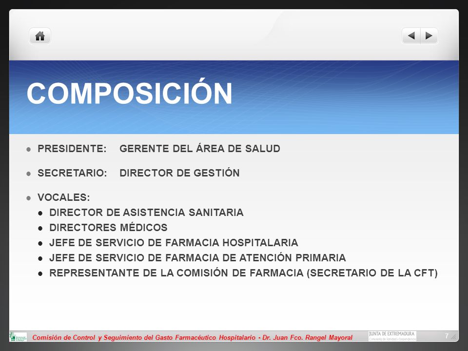 COMPOSICIÓN PRESIDENTE: GERENTE DEL ÁREA DE SALUD