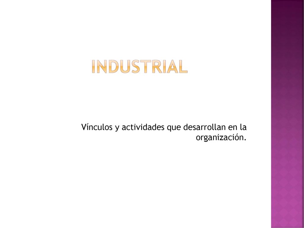 industrial Vínculos y actividades que desarrollan en la organización.