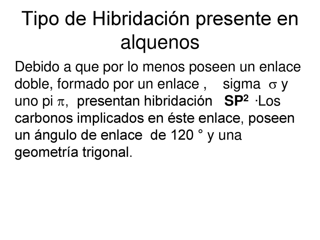 Tipo de Hibridación presente en alquenos
