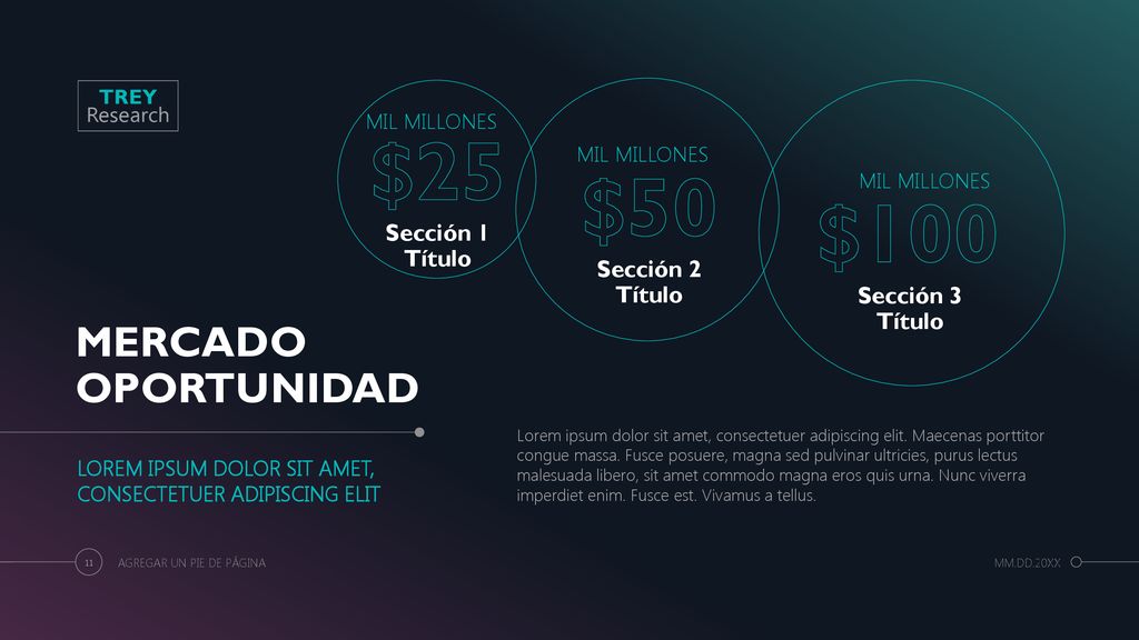 $25 $50 $100 MERCADO OPORTUNIDAD Sección 1 Título Sección 2 Título