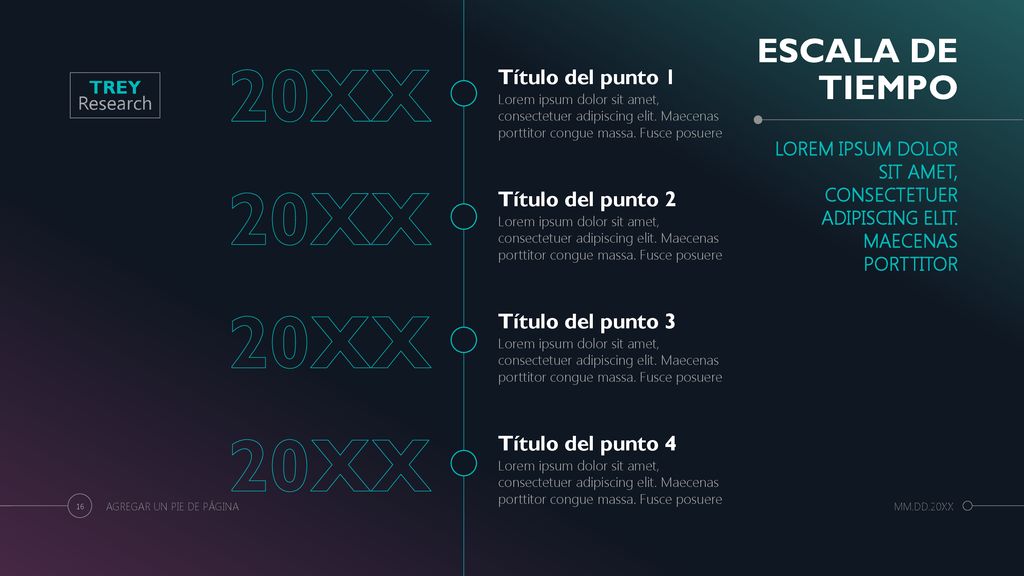20XX 20XX 20XX 20XX ESCALA DE TIEMPO Título del punto 1