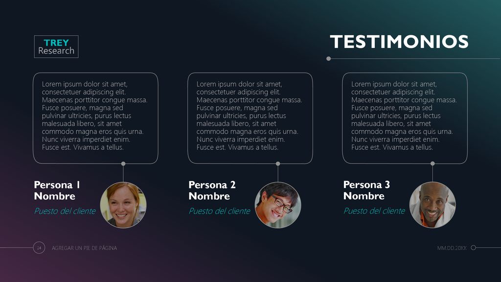 TESTIMONIOS Persona 1 Nombre Persona 2 Nombre Persona 3 Nombre