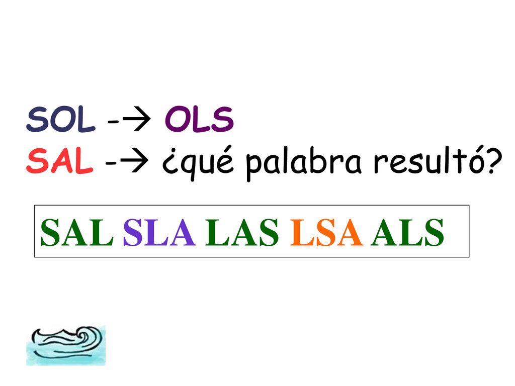 SOL - OLS SAL - ¿qué palabra resultó SAL SLA LAS LSA ALS