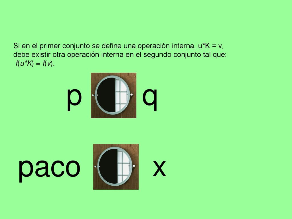 Si en el primer conjunto se define una operación interna, u*K = v,