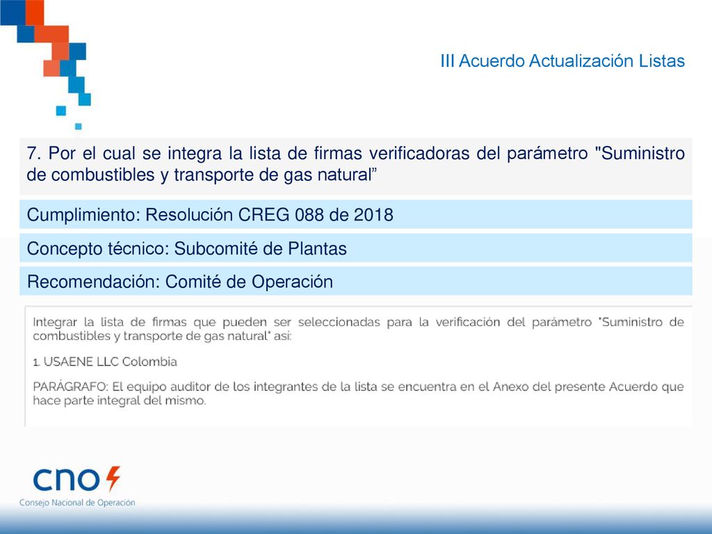 III Acuerdo Actualización Listas
