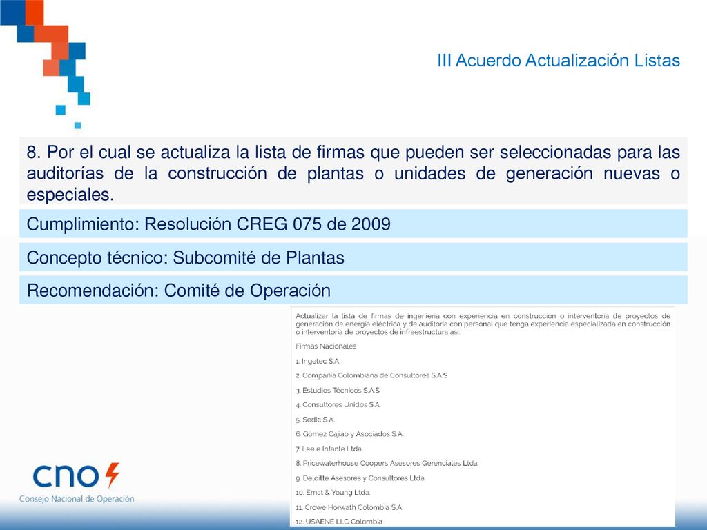 III Acuerdo Actualización Listas