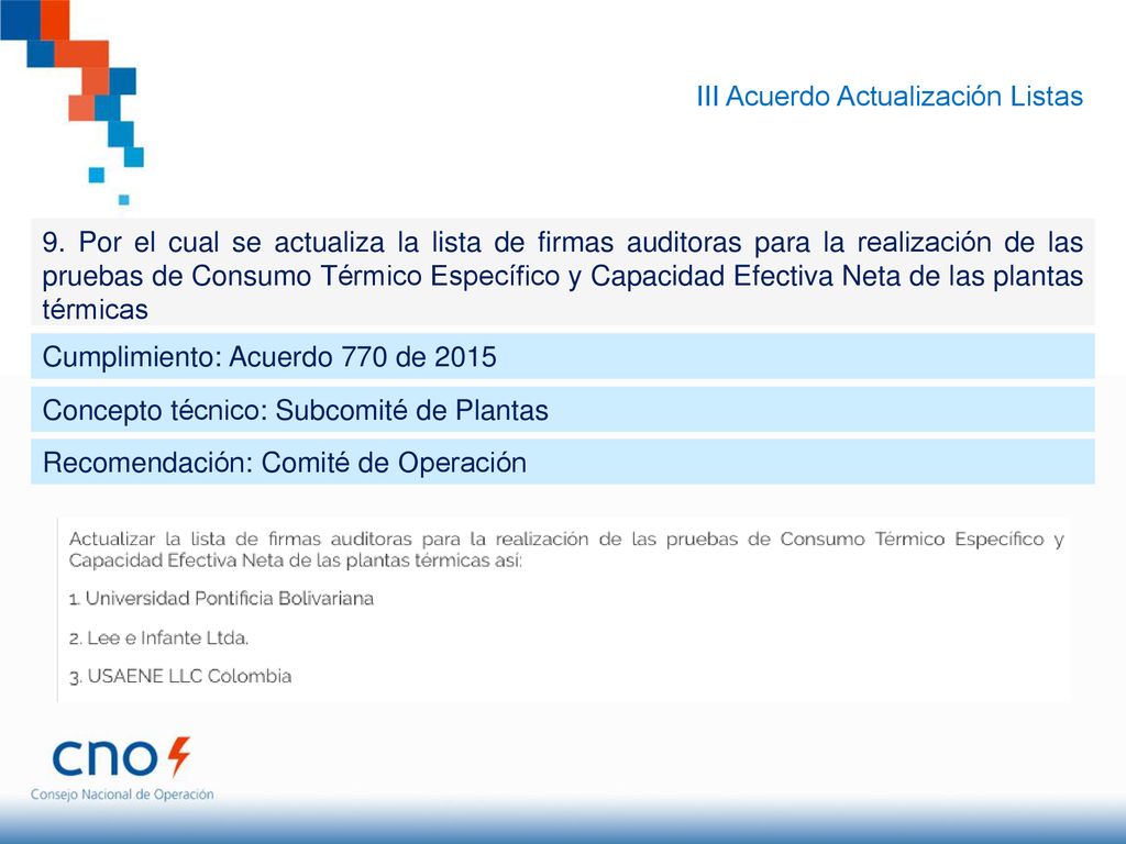 III Acuerdo Actualización Listas