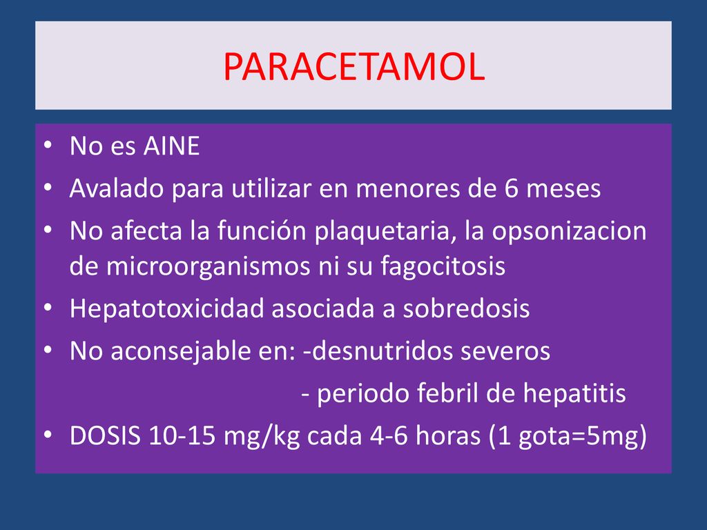 PARACETAMOL No es AINE Avalado para utilizar en menores de 6 meses