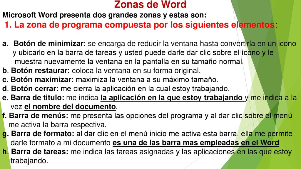 Zonas de Word Microsoft Word presenta dos grandes zonas y estas son:
