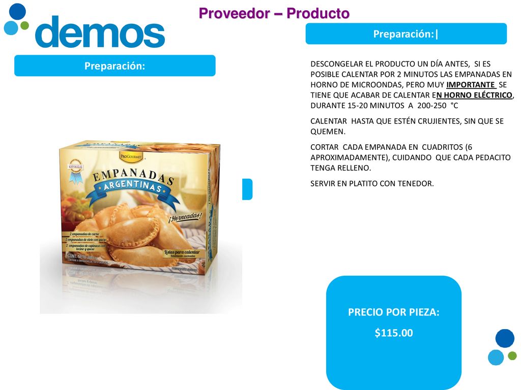 Proveedor – Producto Preparación:| Preparación: IMAGEN DEL PRODUCTO
