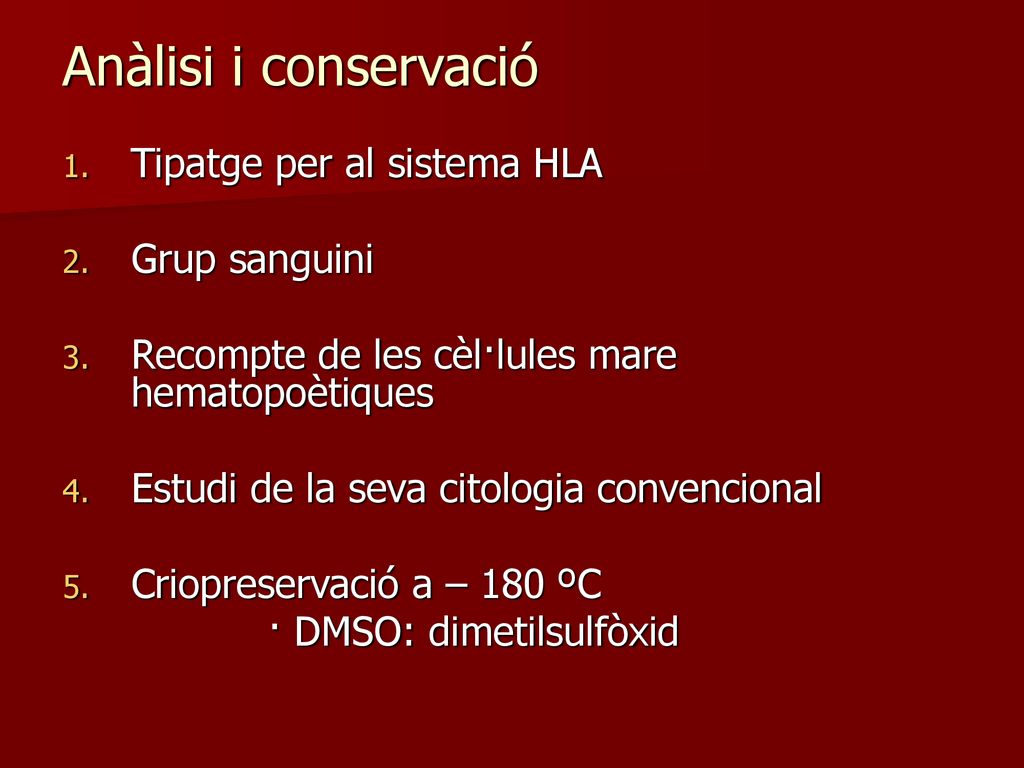 Anàlisi i conservació Tipatge per al sistema HLA Grup sanguini