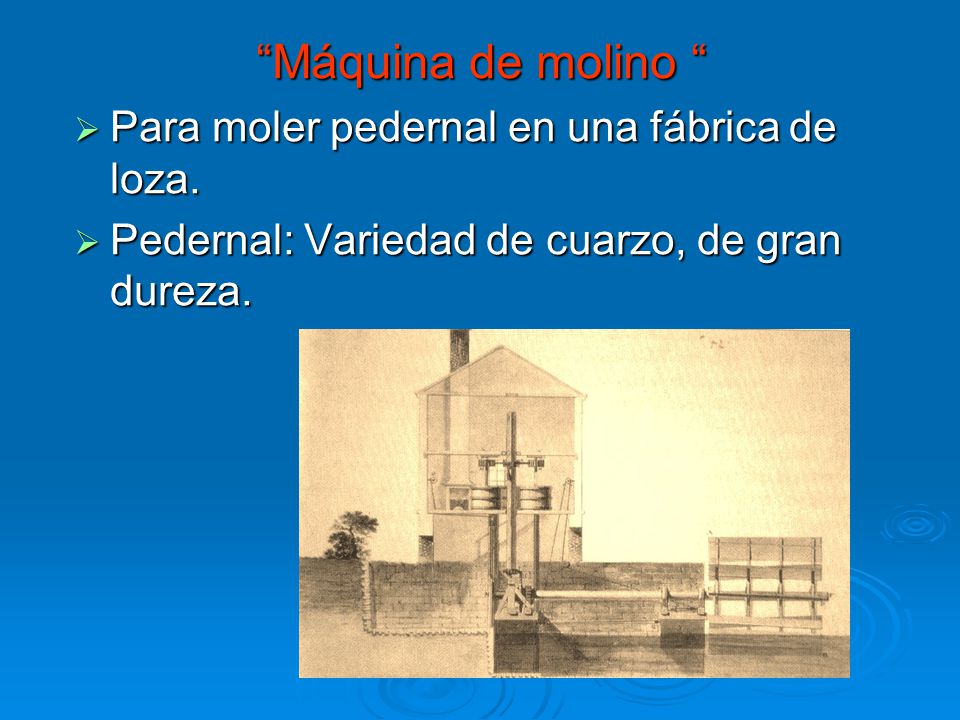 Máquina de molino Para moler pedernal en una fábrica de loza.