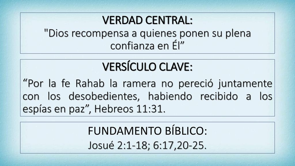 VERDAD CENTRAL: Dios recompensa a quienes ponen su plena confianza en Él
