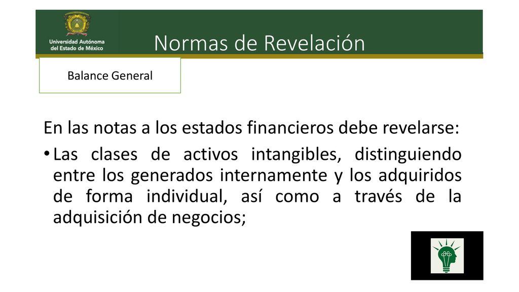 Normas de Revelación Balance General. En las notas a los estados financieros debe revelarse: