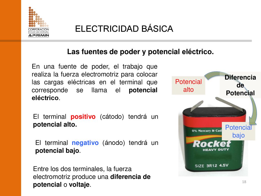 Las fuentes de poder y potencial eléctrico. Diferencia de Potencial