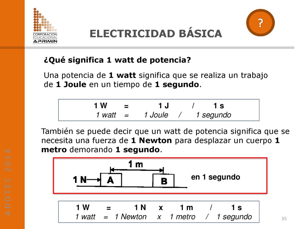 1 watt = 1 Newton x 1 metro / 1 segundo