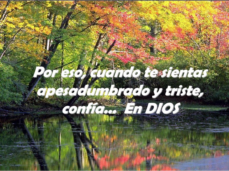 Por eso, cuando te sientas apesadumbrado y triste, confía... En DIOS